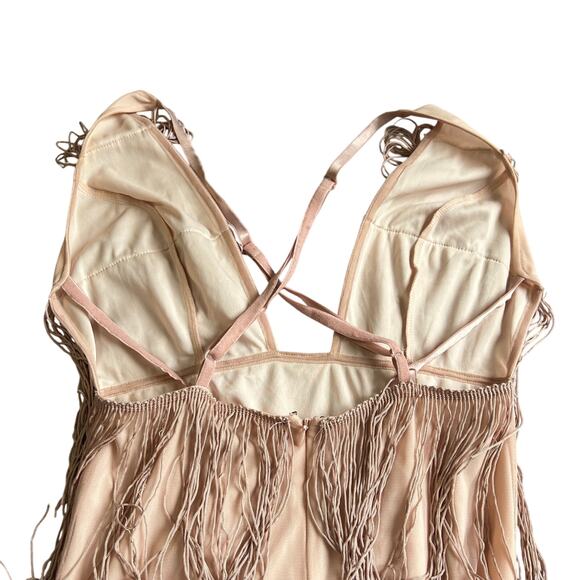 ASOS Fringe Halter Strappy Slip Dress - Women's Size 6 - Peach - Picture 9 of 14